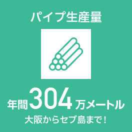 パイプ生産量 年間304万メートル 日本縦断相当